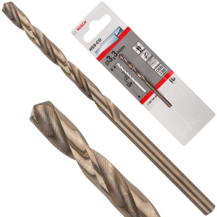 Wiertło kręte do metalu, stali HSS Cobalt 3,3mm Bosch