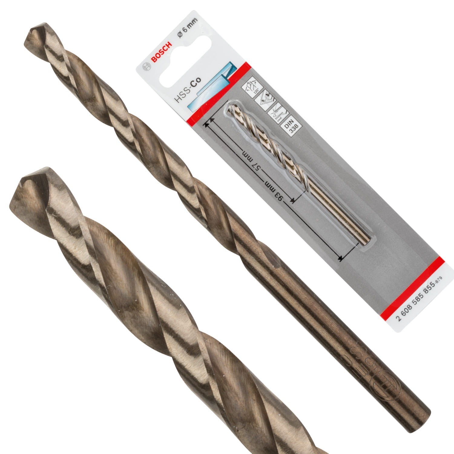 Wiertło spiralne do metalu 6x93mm HSS-Co kobalt DIN 338 Bosch 2608585855