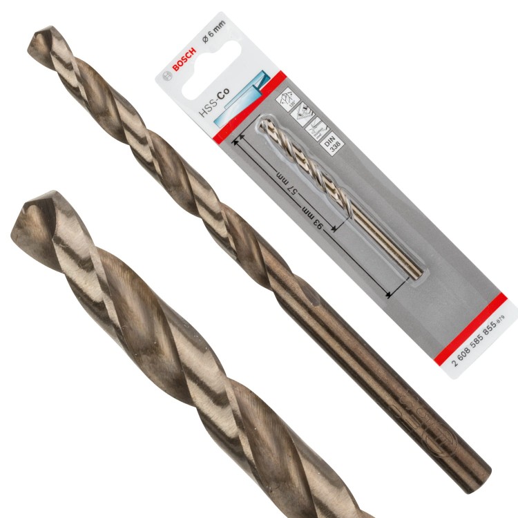 Wiertło spiralne do metalu 6x93mm HSS-Co kobalt DIN 338 Bosch 2608585855