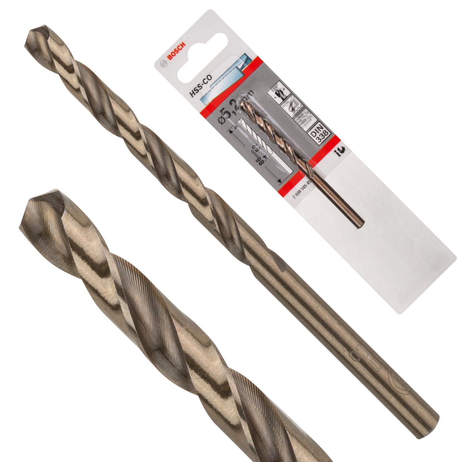 Wiertło spiralne do metalu 5,2x86mm HSS-Co kobalt DIN 338 Bosch 2608585853