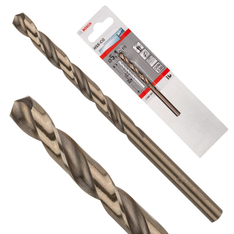 Wiertło spiralne do metalu 5,1x86mm HSS-Co kobalt DIN 338 Bosch 2608585852