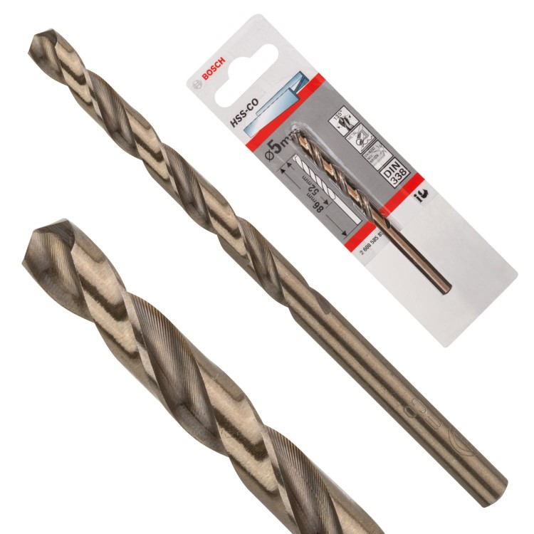 Wiertło spiralne do metalu 5x86mm HSS-Co kobalt DIN 338 Bosch 2608585851