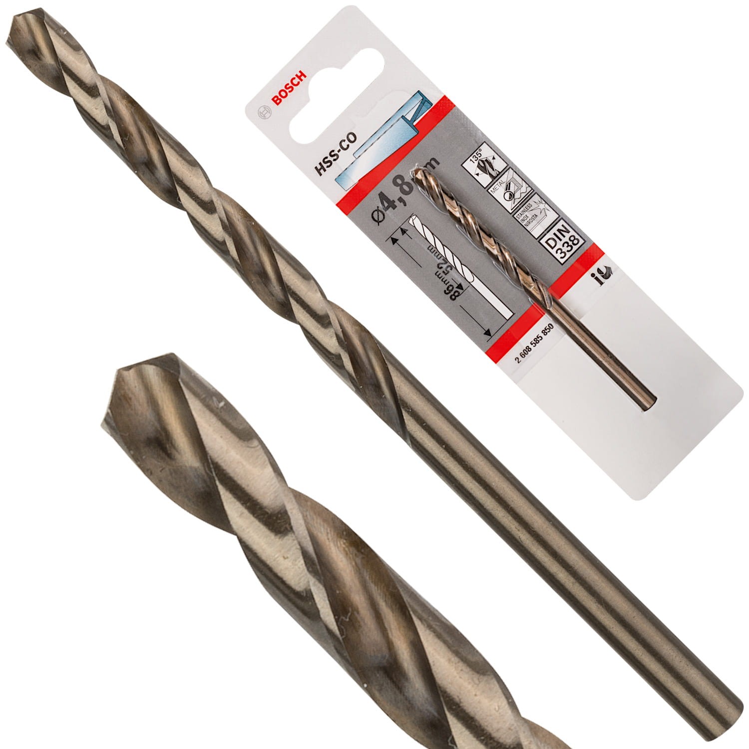 Wiertło kręte do metalu, stali HSS Cobalt 4,8mm Bosch