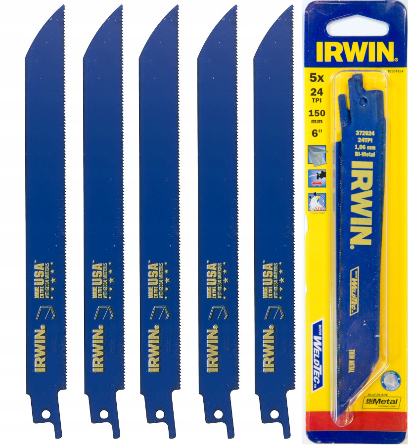 IRWIN 10504154 Brzeszczot do piły szablastej do metalu 150mm 24z/cal 5szt.