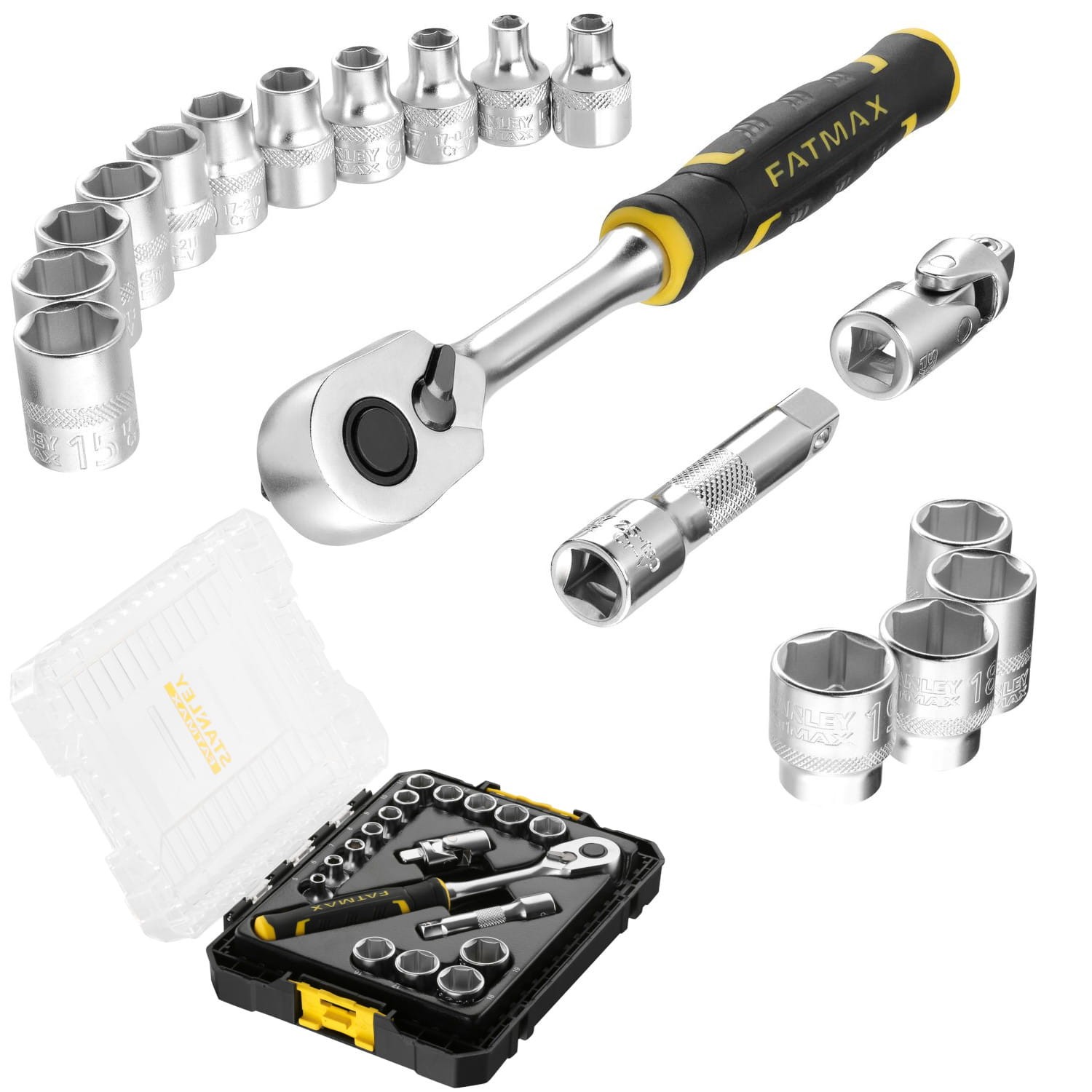 STANLEY FMMT98102-0 Zestaw nasadek + grzechotka 3/8" 18szt. PRO-STACK
