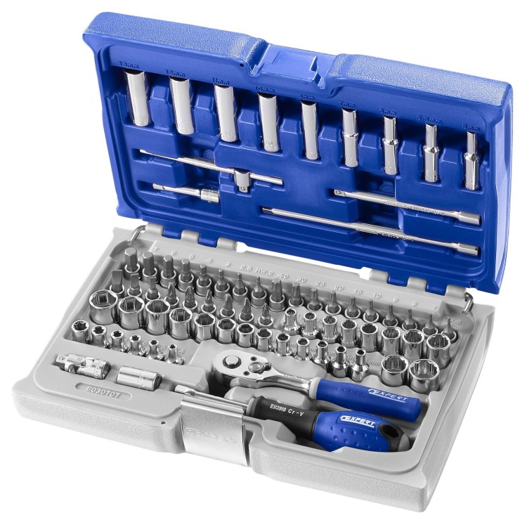 Zestaw narzędzi nasadki grzechotki 1/4" 73el. Expert by Facom E030707