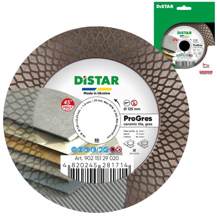 Tarcza diamentowa do ukosowania 125x22,23mm do gresu kamienia DISTAR 90215129020
