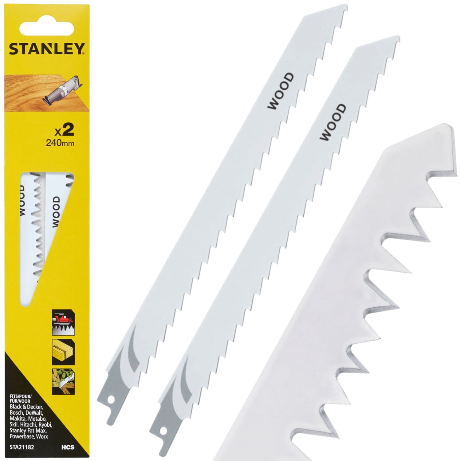 Brzeszczoty do pił szablastych HCS 240mm do drewna 2szt. Stanley STA21182