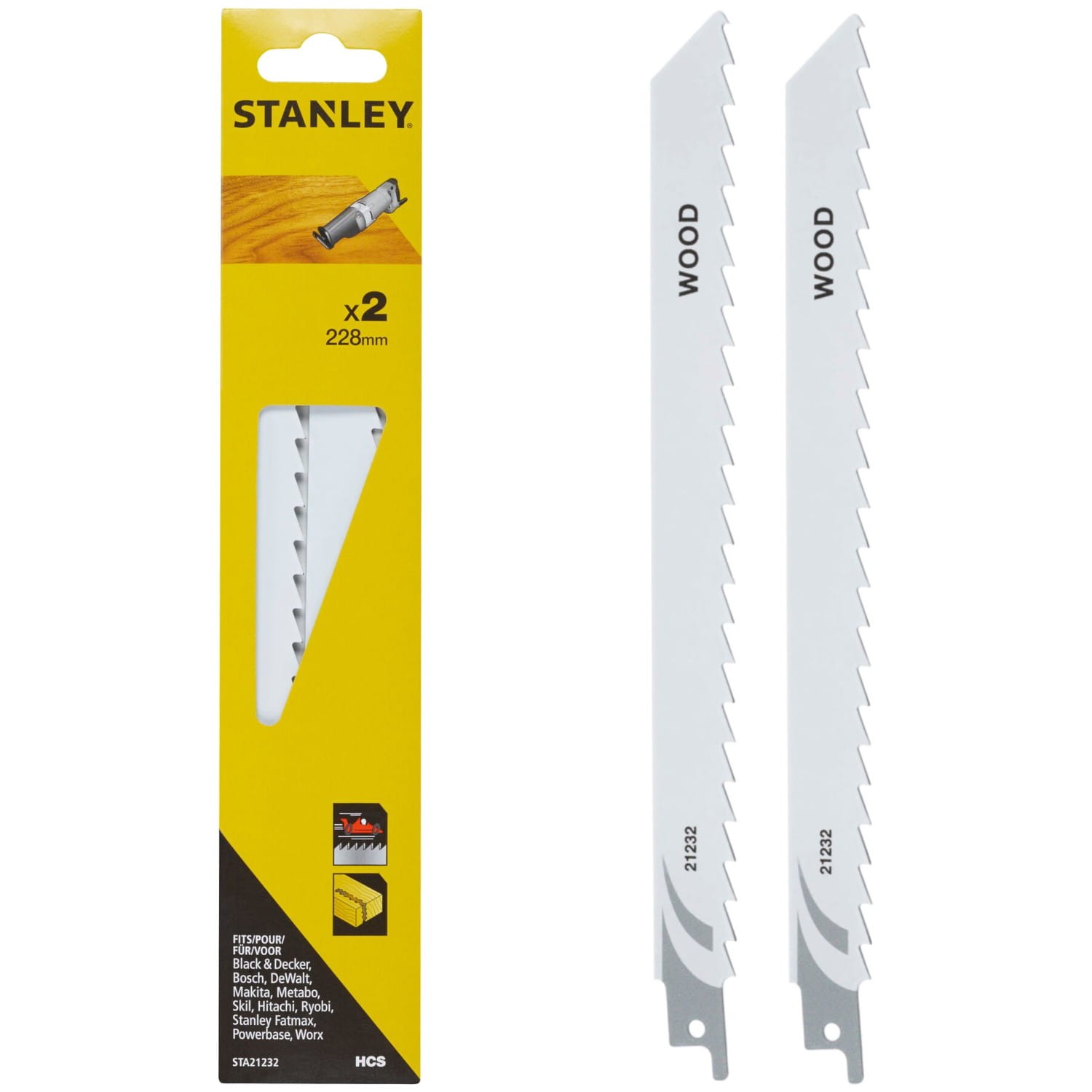 Brzeszczoty do pił szablastych HCS 228mm do drewna 2szt. Stanley STA21232