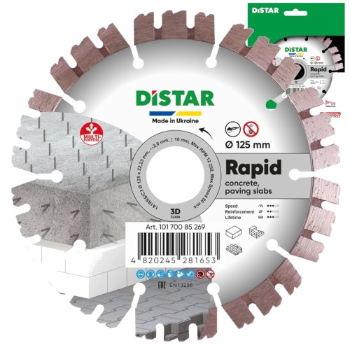 Tarcza diamentowa do cięcia betonu zbrojeniowego Distar Rapid 125x22,23mm
