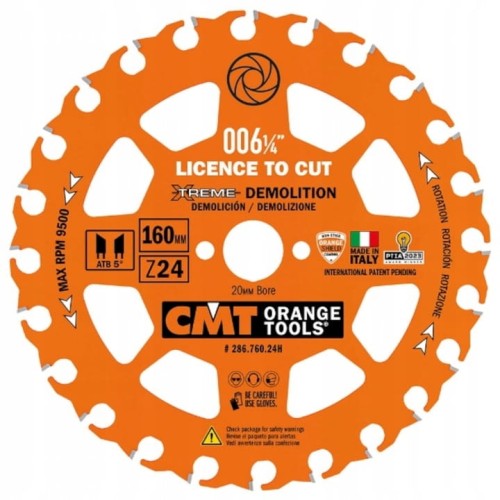 Tarcza do drewna z gwoździami 160x20mm 24Z CMT 286.760.24H