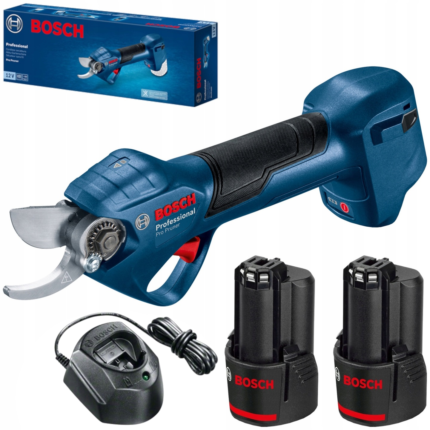 Sekator akumulatorowy 12V 2.0Ah Bosch Pro Pruner + 4.0Ah + Ładowarka GAL 1210 CV
