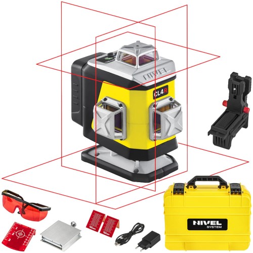 Laser krzyżowy czerwony 4x360° 30m Nivel System CL4R