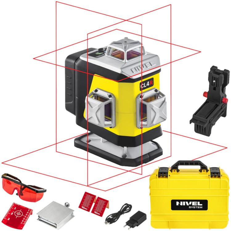 Laser krzyżowy czerwony 4x360° 30m Nivel System CL4R