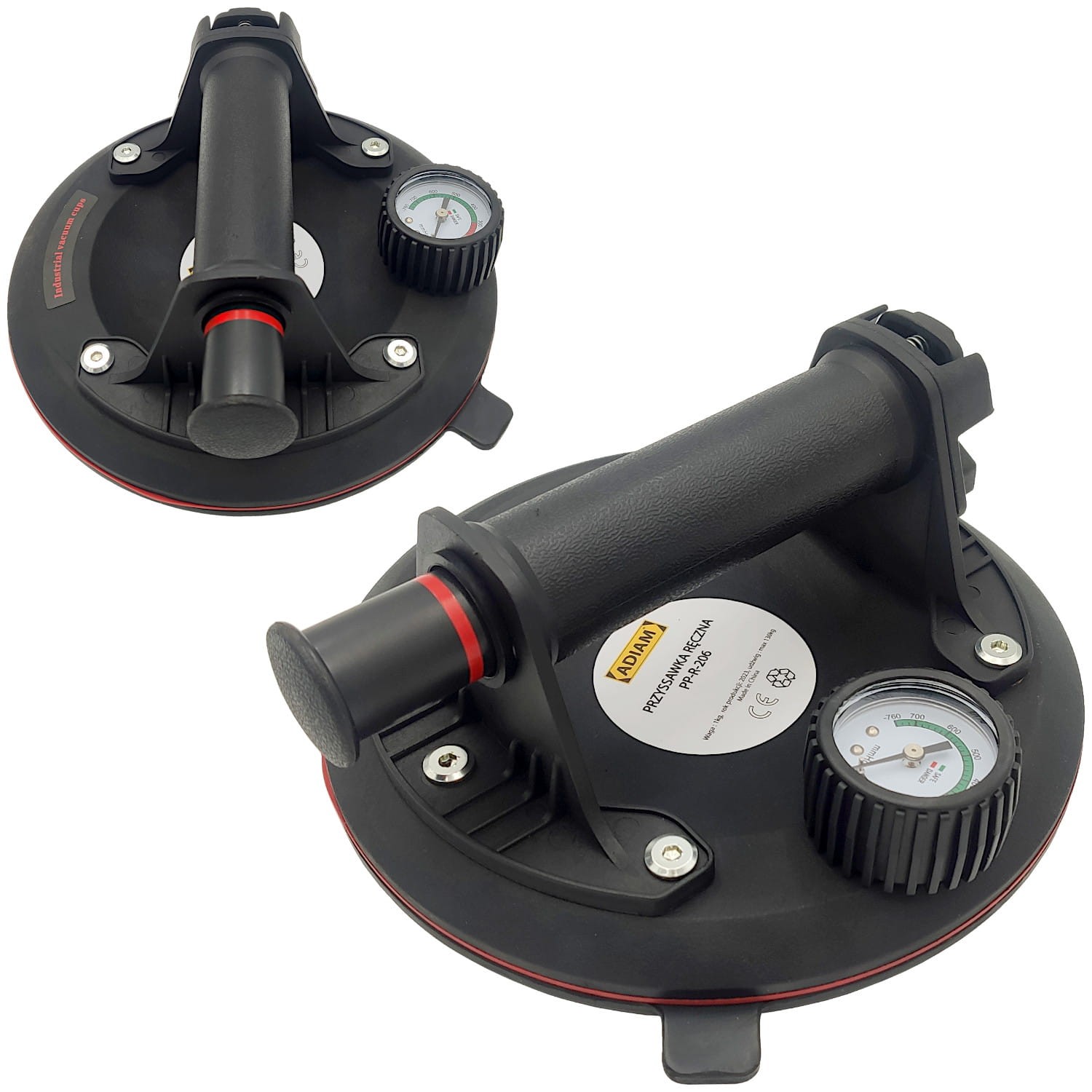 Przyssawka ręczna z manometrem 130kg Adiam PP-R-206