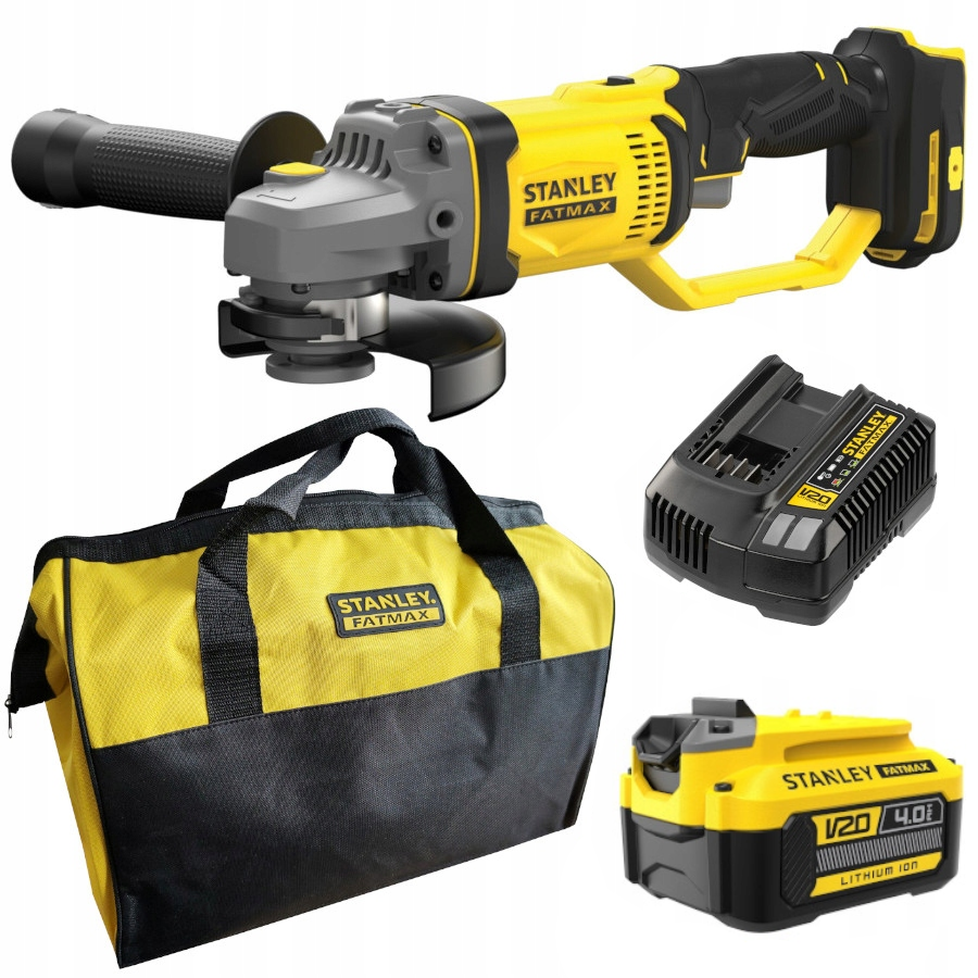 STANLEY SFMCG400 Szlifierka kątowa 125mm 18V Seria V20 4Ah + ładowarka + torba