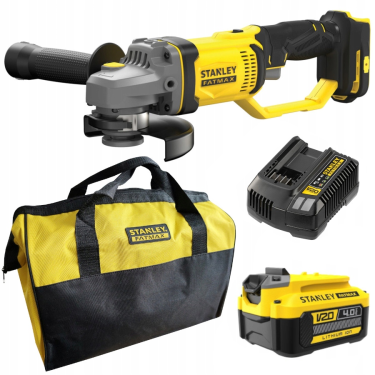 STANLEY SFMCG400 Szlifierka kątowa 125mm 18V Seria V20 4Ah + ładowarka + torba