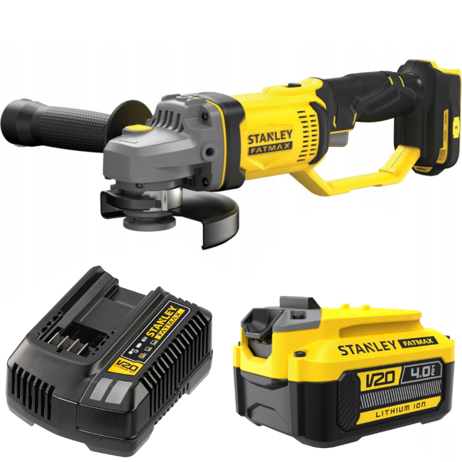 STANLEY SFMCG400 Szlifierka kątowa 125mm 18V Seria V20 4Ah + ładowarka