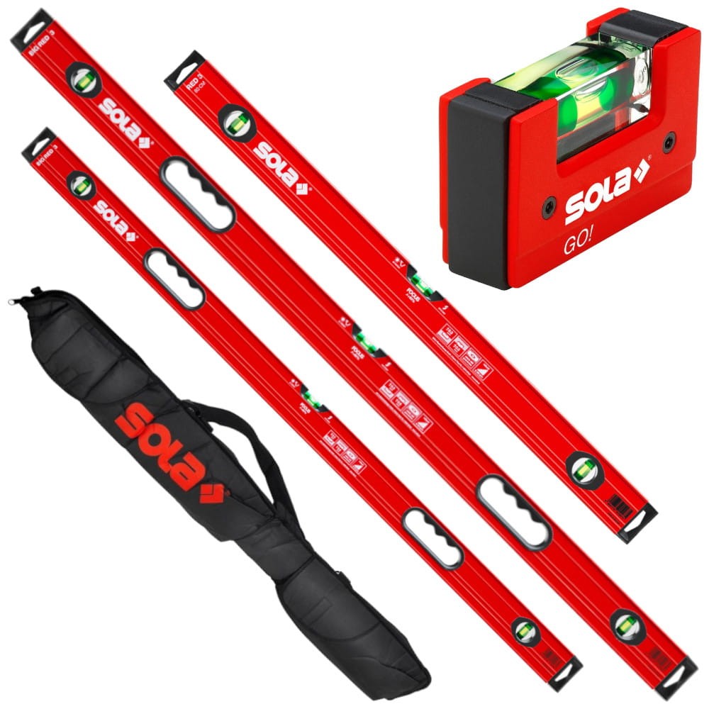 SOLA Zestaw poziomic Red / Big Red 60/120/200cm + GO! + Pokrowiec 200cm