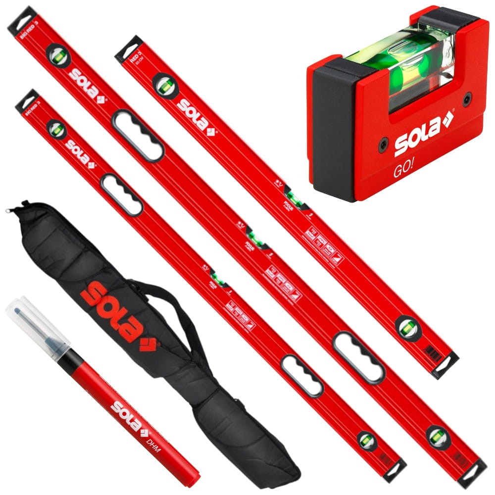 SOLA Zestaw poziomic Red / Big Red 60/120/200cm + GO! + Pokrowiec + Marker