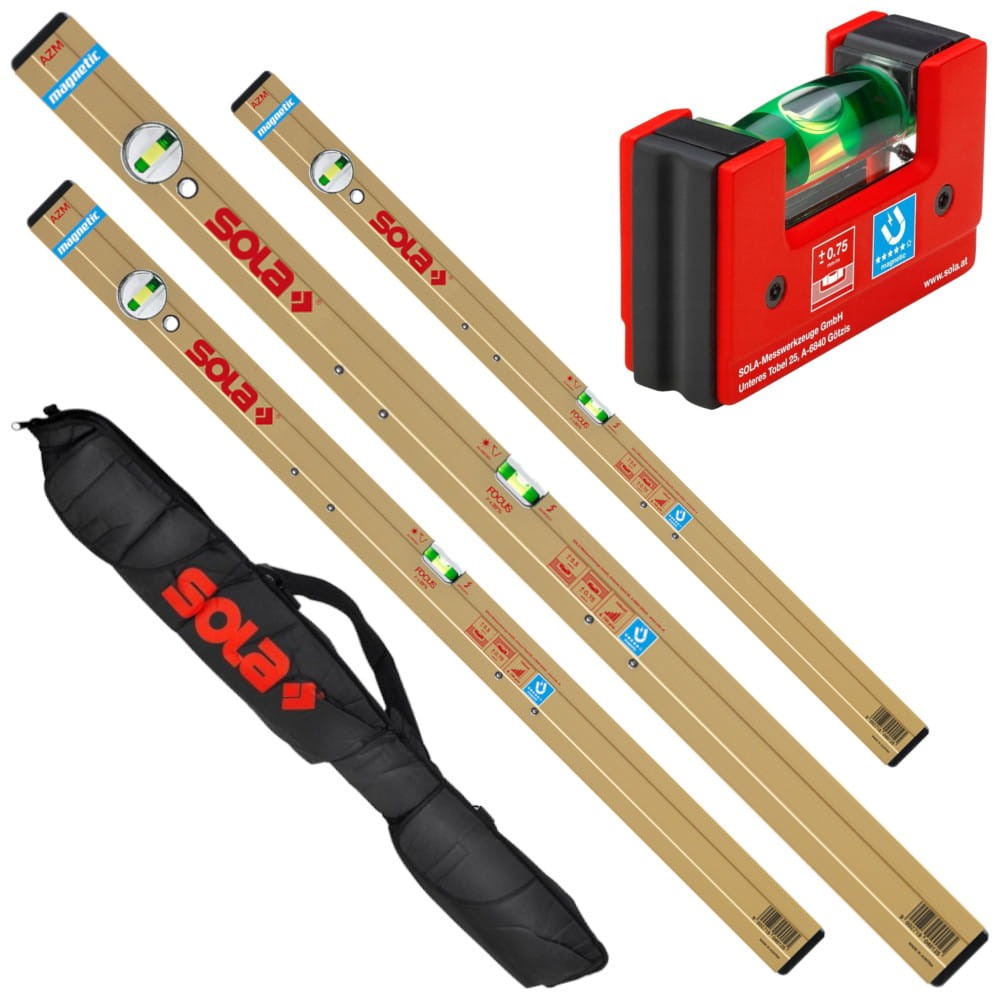 SOLA Zestaw poziomic AZM 80/120/200cm + GO! magnetic + Pokrowiec 200cm