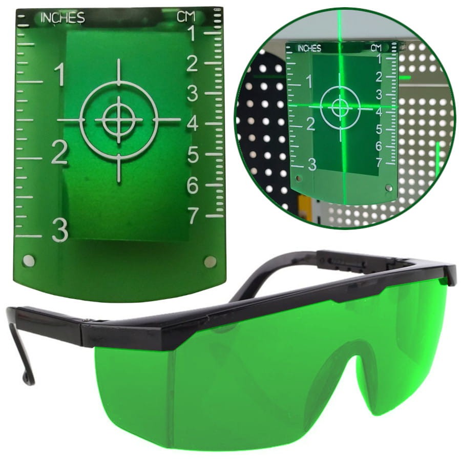 Tarcza laserowa celownicza zielona do laserów + okulary