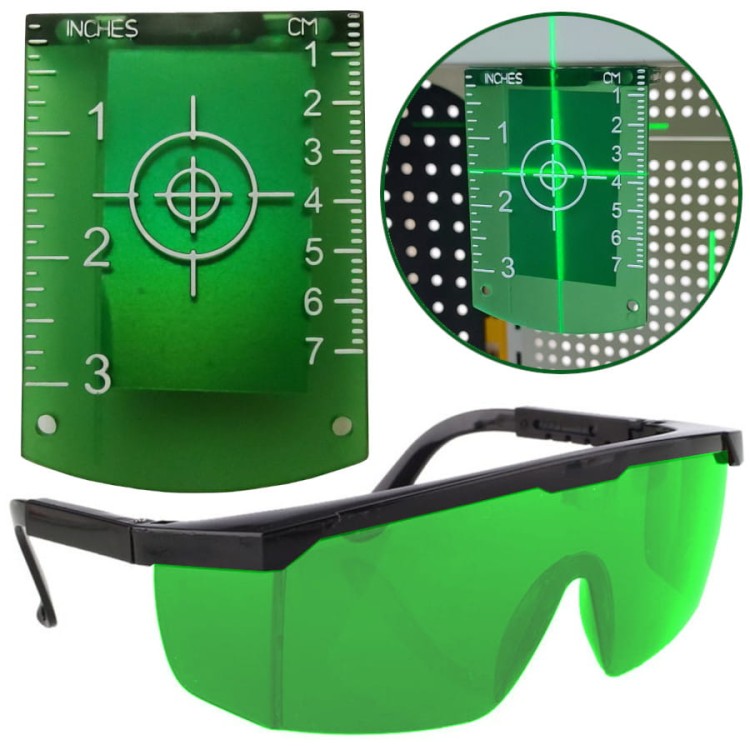 Tarcza laserowa celownicza zielona do laserów + okulary