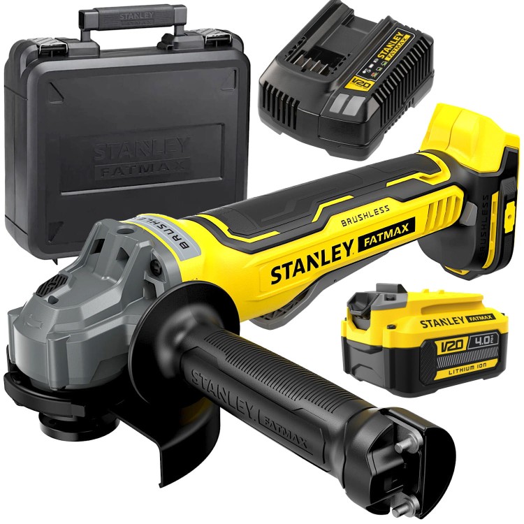 STANLEY SFMCG7004 Szlifierka kątowa akumulatorowa 18V Seria V20 FatMax 4Ah ład kufer