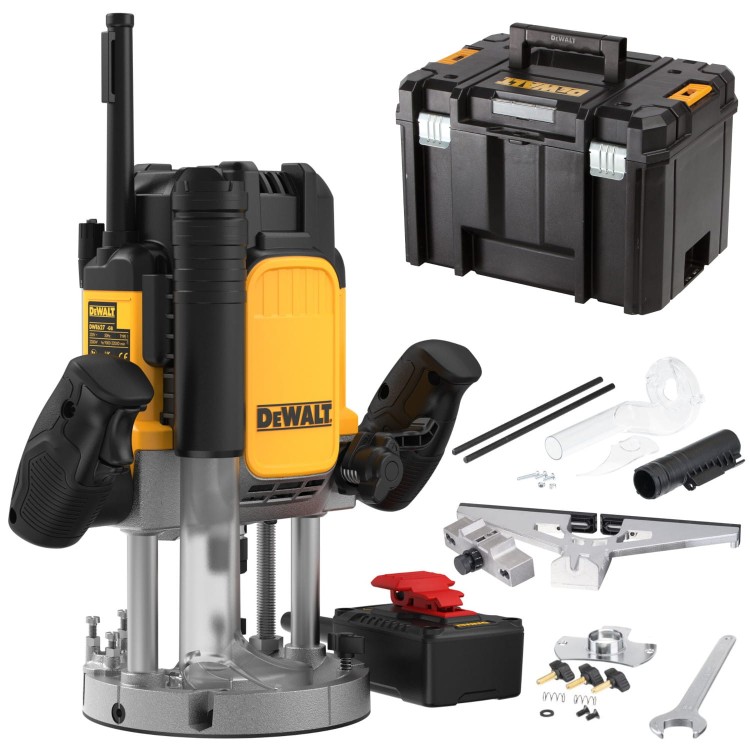 DEWALT DWE627KT Frezarka górnowrzecionowa 2300W włącznik stołowy akces.