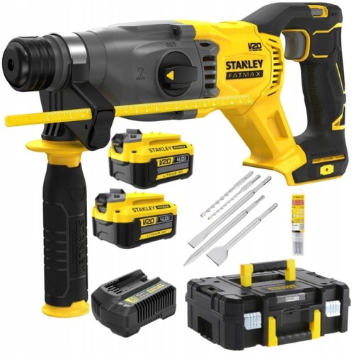 STANLEY SFMCH900M22 Młotowiertarka udarowa SDS+ 18V 2x 4Ah + ładowarka + Zestaw dłut