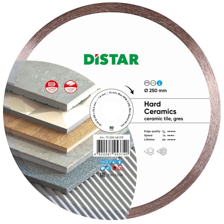 Tarcza diamentowa tnąca 250mm Hard ceramics 1A1R DISTAR