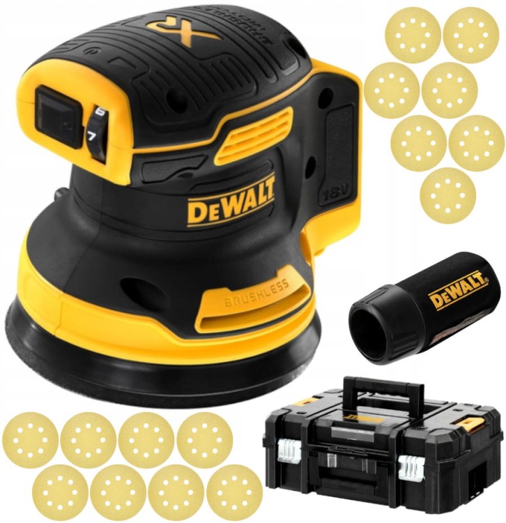 DEWALT DCW210NT Szlifierka mimośrodowa 125mm 18V + TSTAK + papier ścierny 15szt.