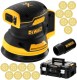 DEWALT DCW210NT Szlifierka mimośrodowa 125mm 18V + TSTAK + papier ścierny 15szt.