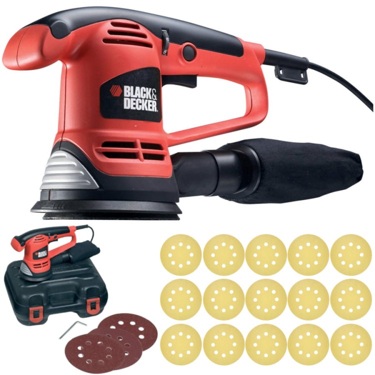 BLACK DECKER KA191EK Szlifierka mimośrodowa 125mm 480W + papier ścierny 15szt.