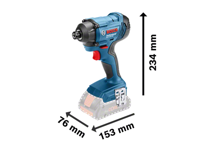 BOSCH GDR 180-Li Akumulatorowy klucz udarowy 18V 1/4'' -wymiary