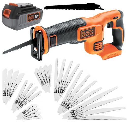 Pilarka szablasta 18V 4Ah Black Decker BDCR18N + brzeszczoty 28szt.