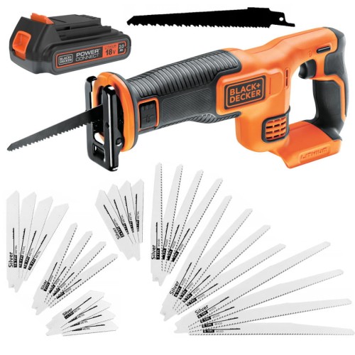 Pilarka szablasta 18V 2Ah Black Decker BDCR18N + brzeszczoty 28szt.