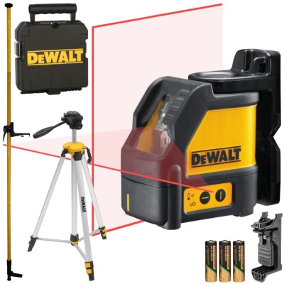 DeWALT Laser krzyżowy 15m czerwony DW088K + Statyw DE0881T + Tyczka