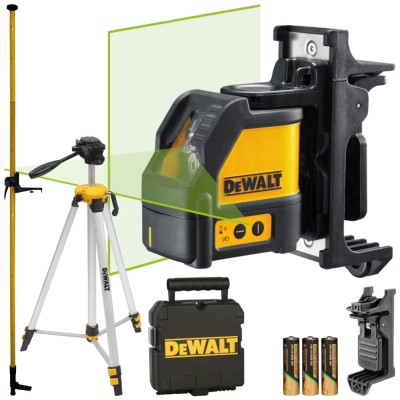 Laser zielony krzyżowy DeWALT DW088CG + Statyw DE0881T + Tyczka 3,6m