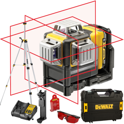 Laser krzyżowy 3x360 czerwony 20m 2,0Ah DeWALT DCE089D1R + Statyw DE0881T