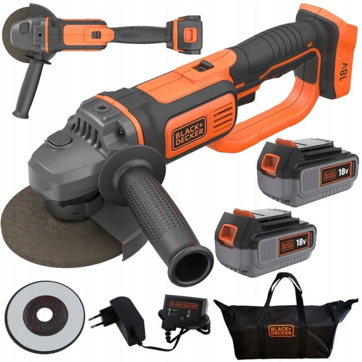 BLACK DECKER BCG720M1 Szlifierka kątowa akumulatorowa 18V 125mm 4Ah ład torba + aku 4Ah