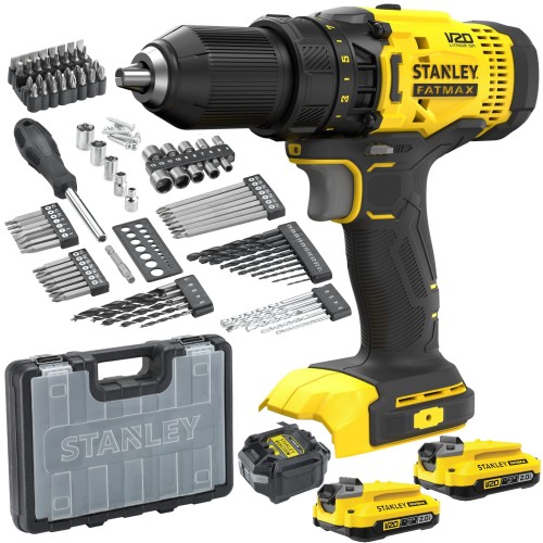 Wiertarko-wkrętarka V20 18V 2x2Ah akc 100el walizka Stanley SFMCD700D2A