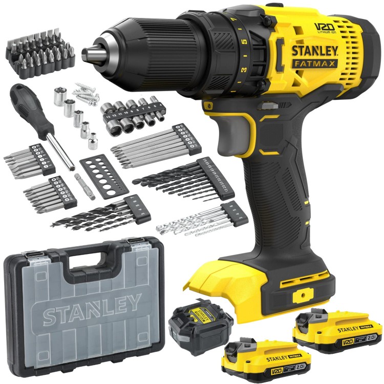 Wiertarko-wkrętarka V20 18V 2x2Ah akc 100el walizka Stanley SFMCD700D2A