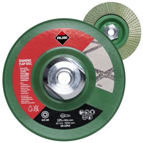 Diamentowy dysk elastyczny FLAP DISC 50/60 zgrubny 125mm M14 Rubi 32937