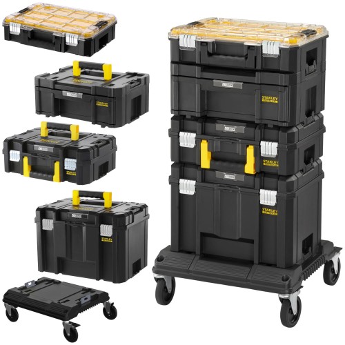 Zestaw 4 skrzyń narzędziowych FatMax Pro-Stack + wózek Stanley FMST1-80107