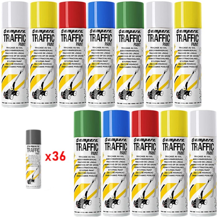 AMPERE TRAFFIC PAINT Farba do malowania linii 500ml 36szt. mix
