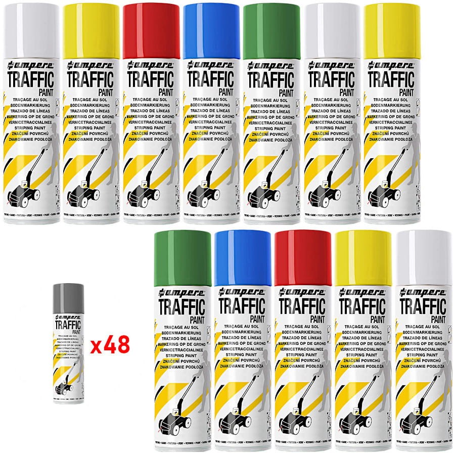 AMPERE TRAFFIC PAINT Farba do malowania linii 500ml 48szt. mix