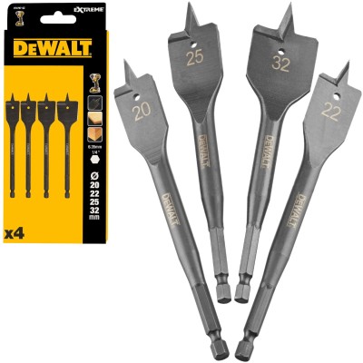 Zestaw wierteł piórowych do drewna 20/22/25/32mm HEX 4szt. DeWALT DT4797