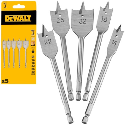 Zestaw wierteł piórowych do drewna 14/18/22/25/32mm 5szt. DeWALT DT4798