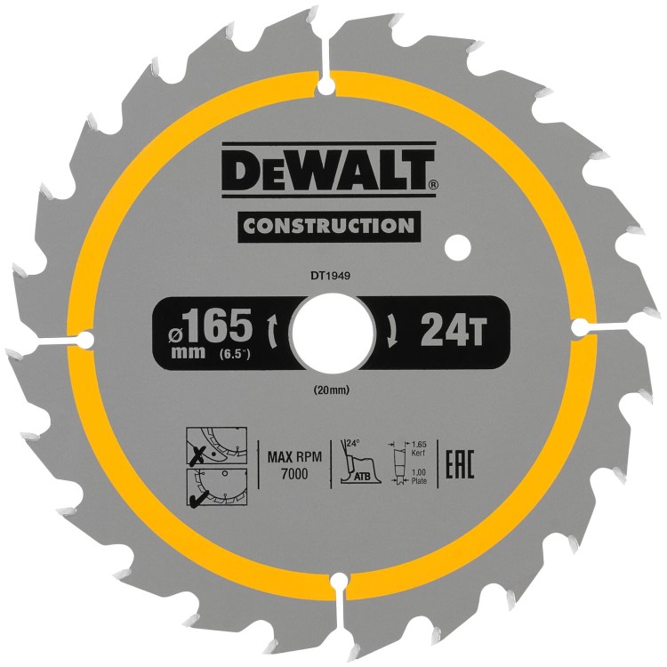 DEWALT 2x Tarcza pilarska do drewna 165x20mm 24/26z